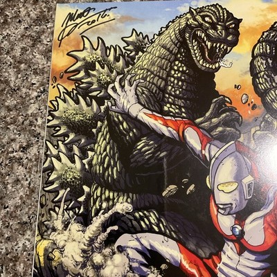 17x11 Godzilla Vs. Ultraman Vs. Kikaider Print Signed By Matt