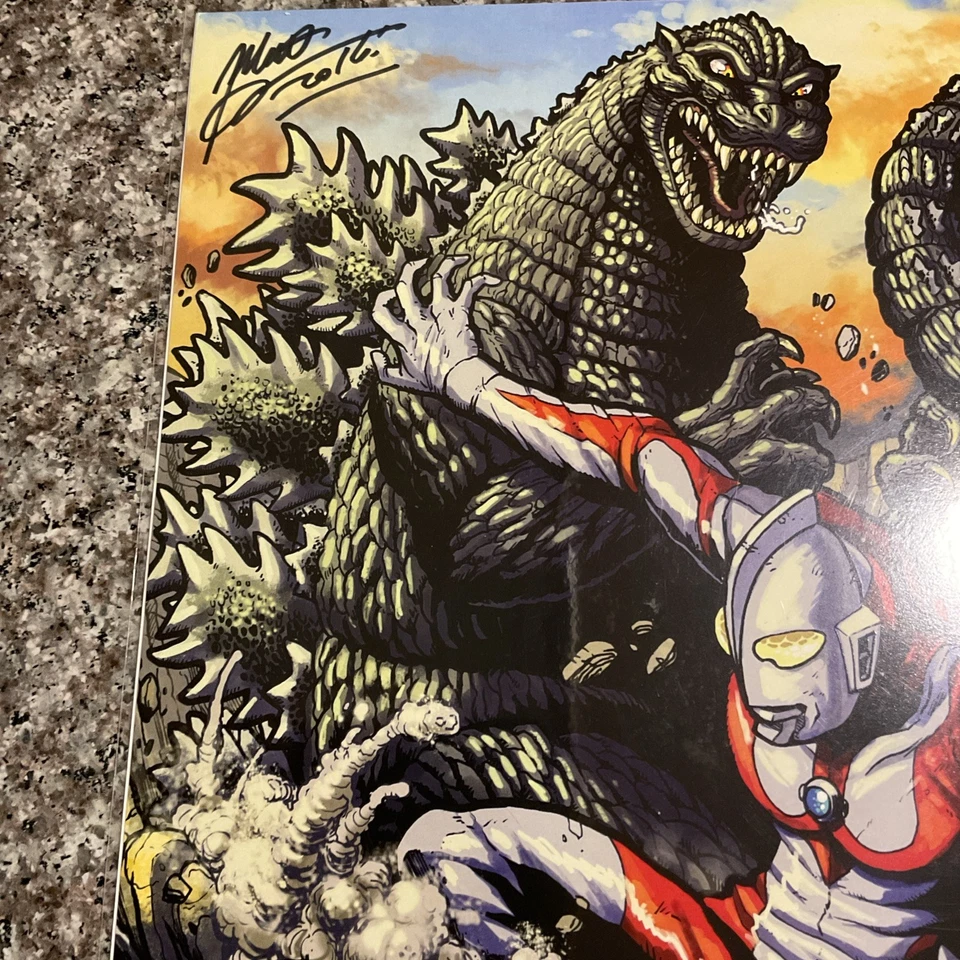 17x11 Godzilla Vs. Ultraman Vs. Kikaider Print Signed By Matt Frank. - Image 2 of 4