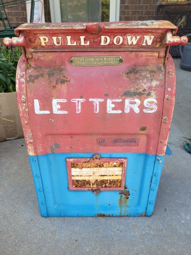 Vtg USPS US MAILBOX Cast Iron Letter Dropoff Post Letters Office 20 In Tall 13 W