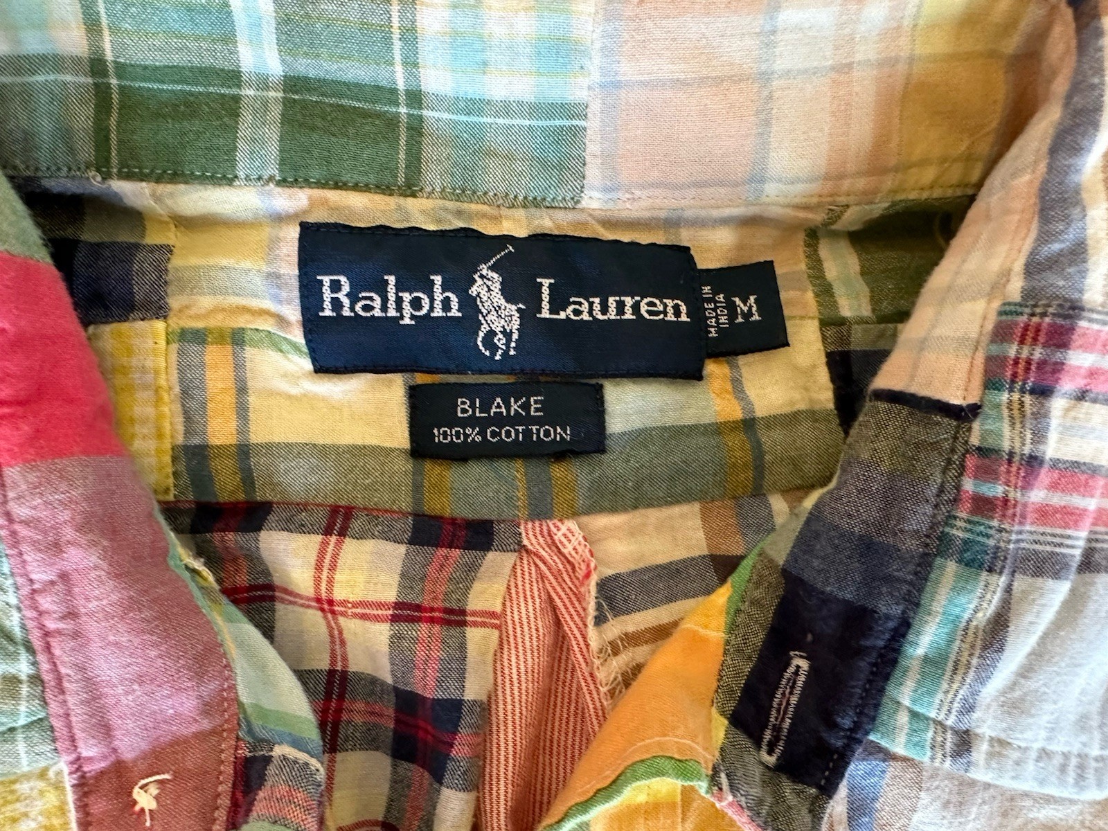 POLO RALPH LAUREN MADRAS PATCHWORK BUTTON UP LONG… - image 3