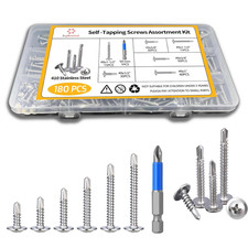 180 PCS 8 Self-Tapping Screws Assortment Kit with Driver,410 Stainless Steel Pa