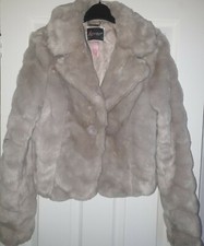 Womens Girls Lipsy Fur Jacket Size 10 Ideal Present