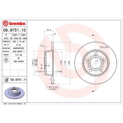 Tubes De Frein Brembo T85129 - Longueur 542mm, Filetage F10x1 - Compatible VW Touareg, Audi Q7