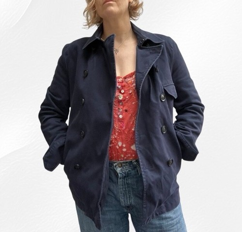 Superdry Coat M Peacoat Mariner Navy Blue Chore Jacket Utility Mens Nautical - Picture 15 of 24