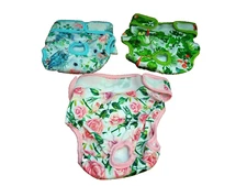 wegreeco Washable Reusable Floral Premium Adjustable Female Dog Diapers Large