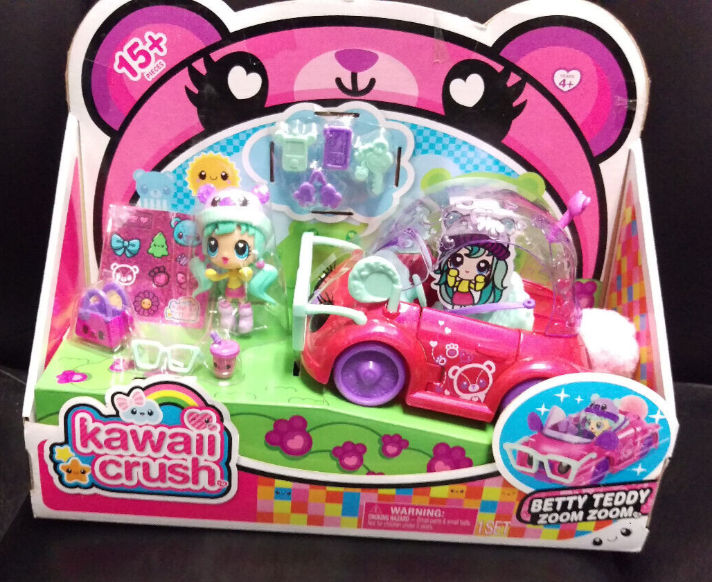 Cute Kawaii Crush Betty Teddy Zoom Zoom car & doll set with