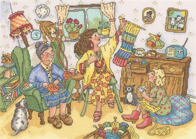Knit And Natter Kreuzstich-Set ~ Bothy Threads