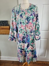 East Lifestyle 100%linen Floral Dresd Coat Uk 16 Wedding Guest, Formal Events