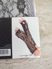 Women's Gloves Lace Fingerless Elbow Length Punk Gothic Black Leg Avenue G1860
