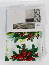 Deborah Connally MERRY CHRISTMAS Fabric Shower Curtain with Rollerball Hooks