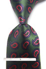 New Classic Paisley Green Pink JACQUARD WOVEN 100% Silk Men's Necktie Tie