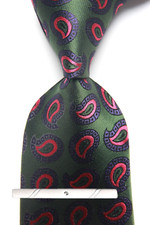 New Classic Paisley Green Pink JACQUARD WOVEN 100 Silk Men's Necktie Tie