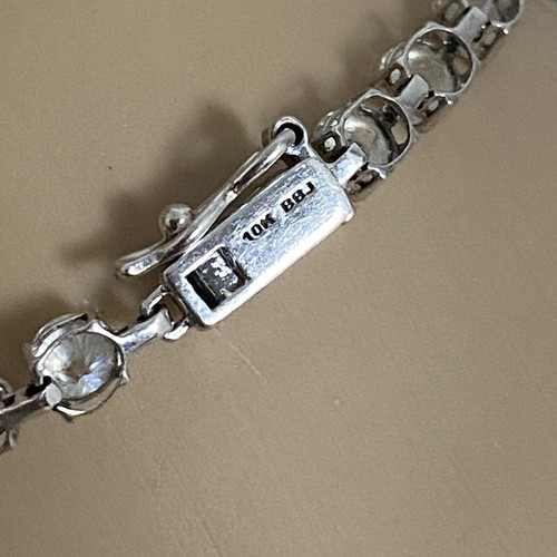 Ladies 10kt CZ Signed BBJ 10k Tennis Bracelet 6.2 Grams White Gold 7.5” - Picture 5 of 12