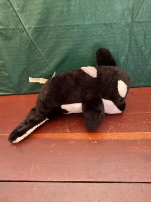 Seaworld Shamu Orca Killer Whale Stuffed Animal Plush Sea World Black White