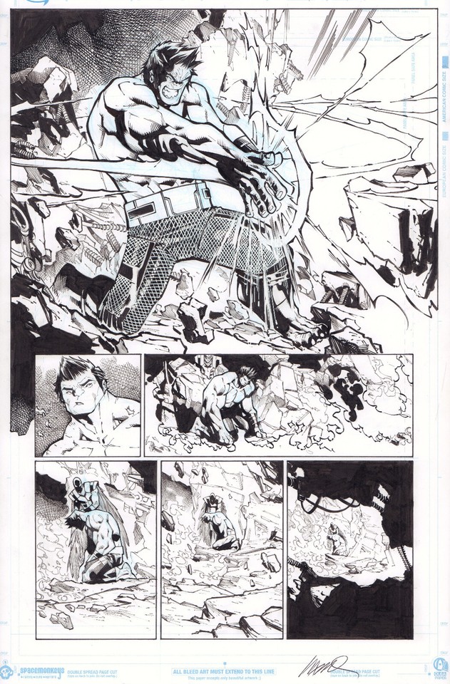 Champions #17 p.7 - Hulk (Amadeus Cho) and Falcon - 2018 art by Humberto Ramos Comic Art