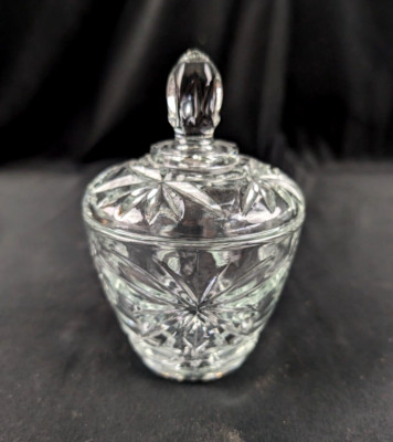 Vintage Anhcor Hocking Crystal Star of David Sugar Bowl w/Lid