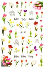 Nailart Sticker/N&auml;gel Aufkleber Tulpen/Blumen & Schriftzug bunt, selbstklebend
