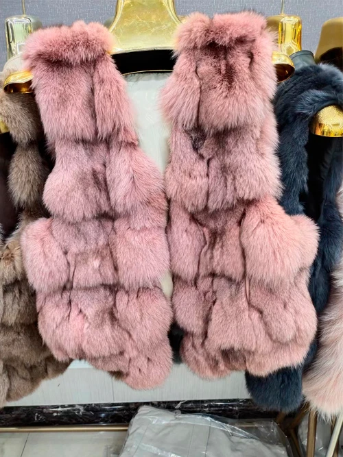 New Real Fur Coat Sleeveless Vest Women Natural Fur Jacket Short Warm Streetwear
