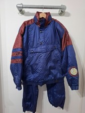 VTG CAMPRI Mens Graphic Pullover Ski Suit Jacket Trousers Large Colourblock 90s