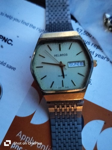Vintage Helbros 6 jewel Quartz Day Date Watch 160-24-54 - 第 9/12 張圖片