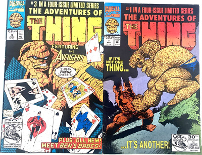 ADVENTURES OF THE THING. NUMBER'S 1 & 3. (2 ISSUE  1992 LOT). MARVEL COMICS.