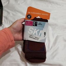NWT Icebreaker Women's Ski Snow Socks Merino Wool Over the Calf Anatomic Fit Lrg