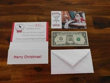 SANTA DOLLAR $1 WITH CARD & ENVELOPE INCLUDES A LETTER TO SANTA CHECK LIST CARD.