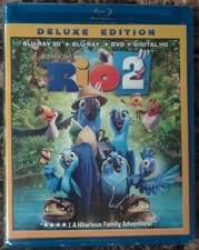 NEW Rio 2 (Blu-ray + 3D + DVD + Digital Copy, 2014, 3-Disc Set Deluxe Edition)