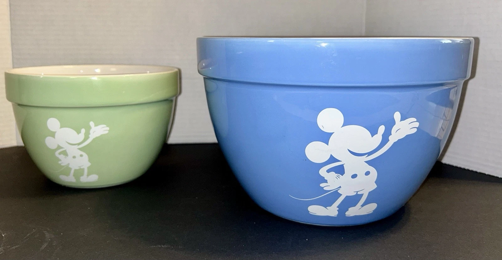 Disney Mickey Mouse Pastel Colors Nesting Mixing Bowls Set Of 2, 1 Blue 1 Green