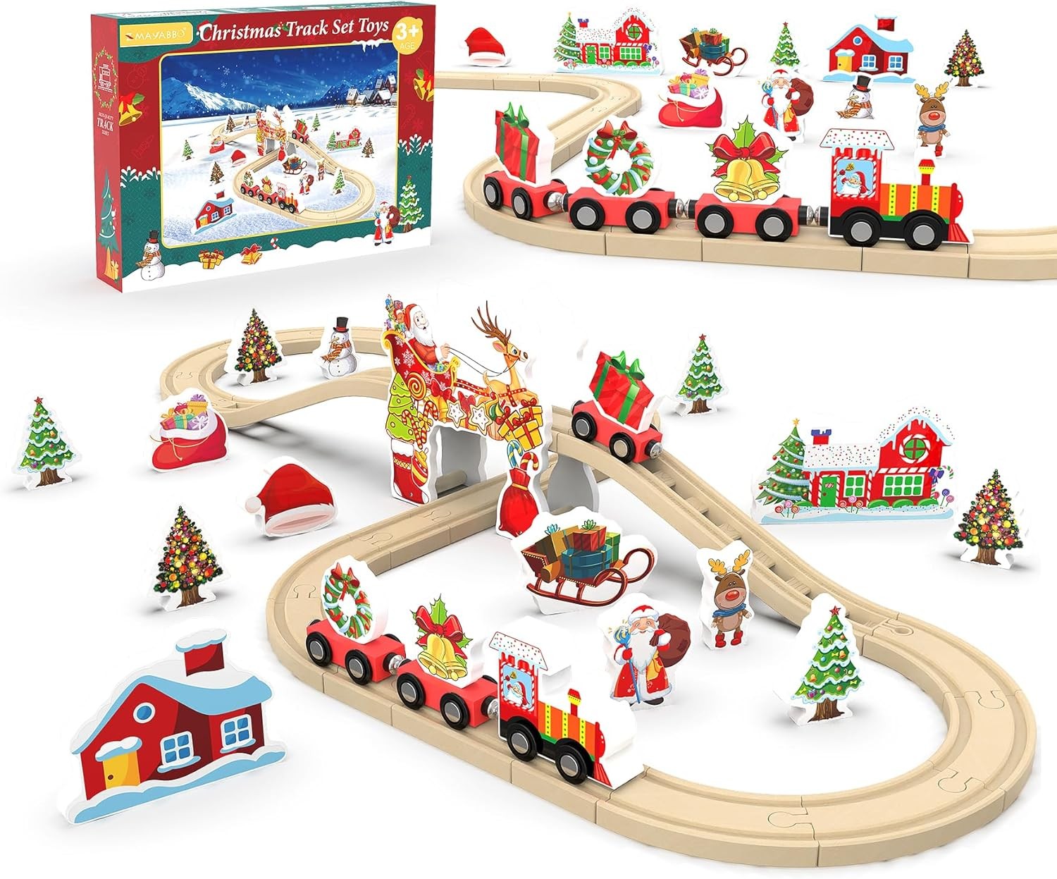 Wooden Train Set, Track for Toddlers 3-5, Tracks Kids Girls... 