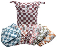 Precious Pompis 6-Cloth Diapers 6-Inserts 1-Wet Bag One Size Adjustable Washable
