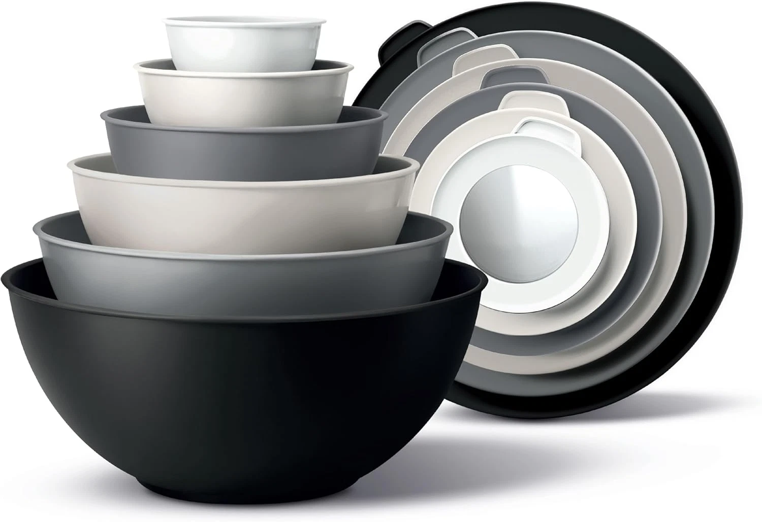 Mixing Bowls with TPR Lids - 12 Piece Plastic Nesting Set Includes 6 Prep and Li