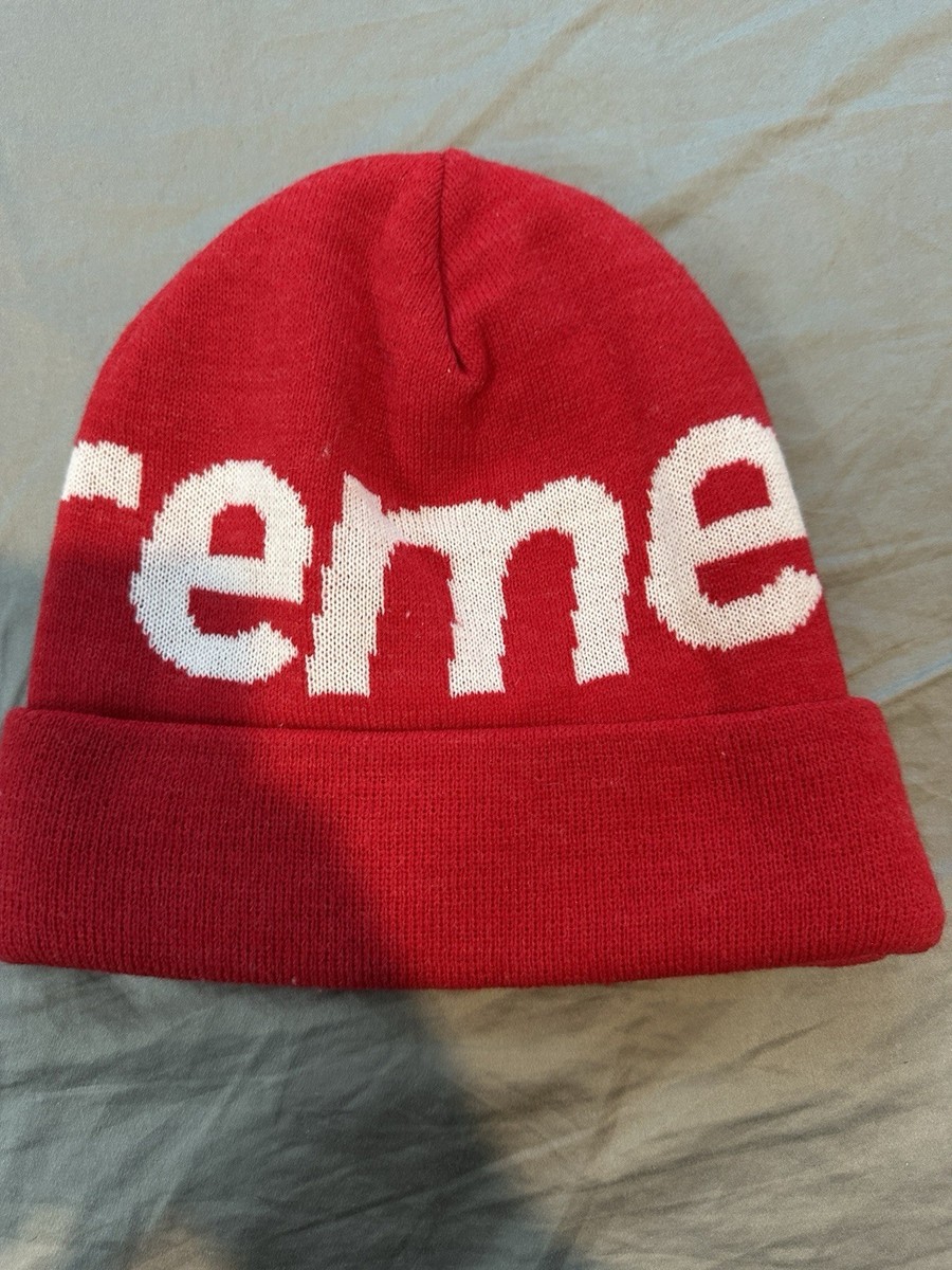 Supreme beanie big logo Red 100% Authentic | eBay