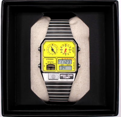 ほぼジャンク アナログ腕時計 CITIZEN SEIKO CASIO Citizen JG2170-59Y Ana-Digi Temp Record Label Ltd 500 Yellow SS