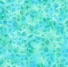 Timeless Treasures Bellagio Turquoise Green Leaves Cotton Fabric by the Yard