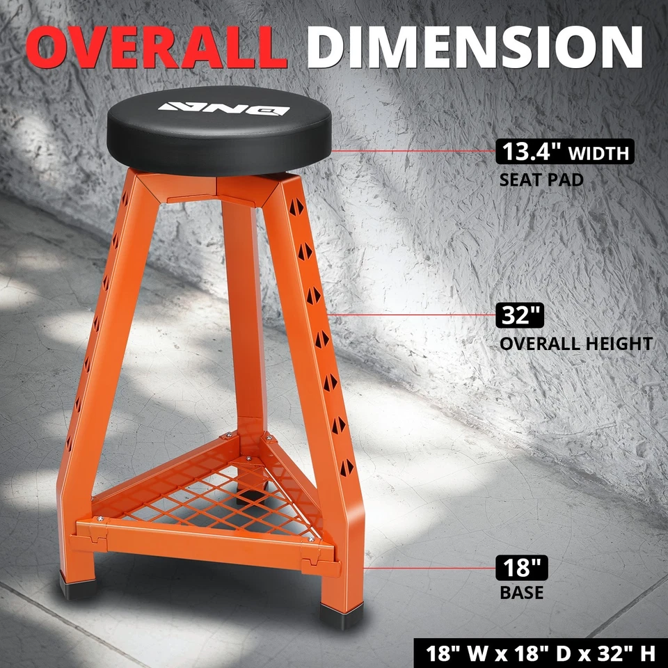 Heavy Duty Metal Steel Mechanics Garage Work Shop Stool Chair Rotate Seat Red - Image 4 of 4
