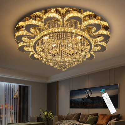 Luxury Crystal Chandelier with Remote Dimming for Living & Dining Rooms