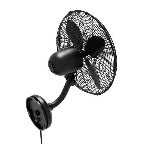 Classic 16 In. 3-Speed Wall Fan in Matte Black with Oscillation and Adjustable H - Picture 10 of 11