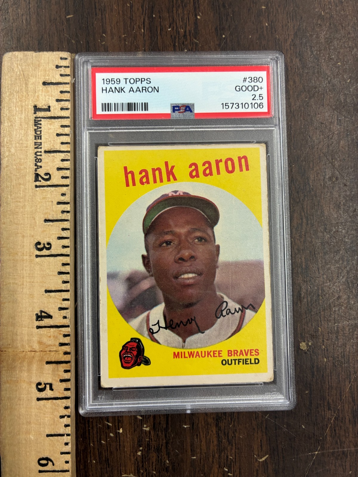 1959 TOPPS #380 HANK AARON PSA 2.5 view 3