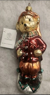 CHRISTOPHER RADKO Muffy Vanderbear Sleddin' and Skiddadlin' Glass Ornament w/Tag