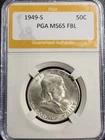 1949 S Franklin Half Dollar   PGA   65 FBL  Key Date, 50 c