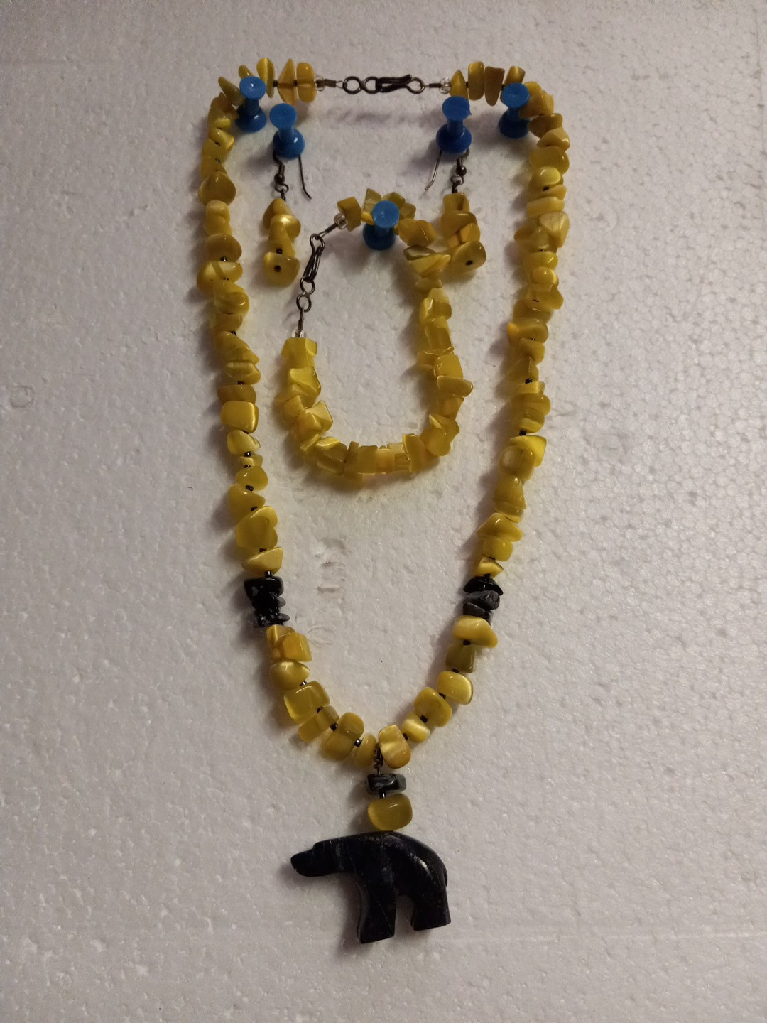 Peridot Gemstone Bear Neacklace Set