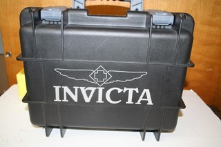 Invicta 8 Slot Hardshell Watch Case Black w/Gray Latches & Handle Mint Condition