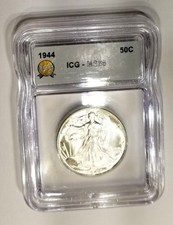 1944 MS 65 Walking Liberty Half Dollar White Blazer ICG Super Nice
