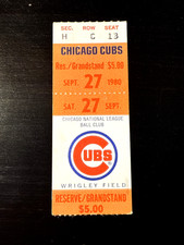Sept 27 1980 Chicago Cubs vs Pirates GS Ticket Stub Randy Martz 1st Win Wrigley