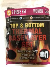 Polar Extreme Women's 2 Piece Thermal Base Layer Set Top Bottom Black Small
