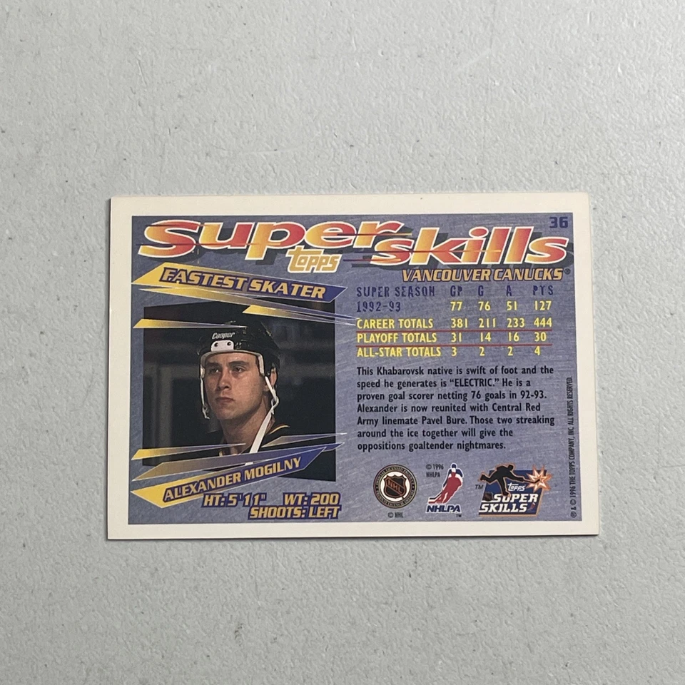 1996 Topps Hockey Super Kills Fastest Skater #36 Alexander Mogilny - Image 2 of 2