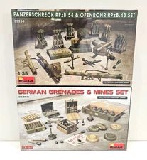 O 2X LOT 1/35 MINIART PANZERSCHRECK OFENROHR SET + GERMAN GRENADES & MINES SET O