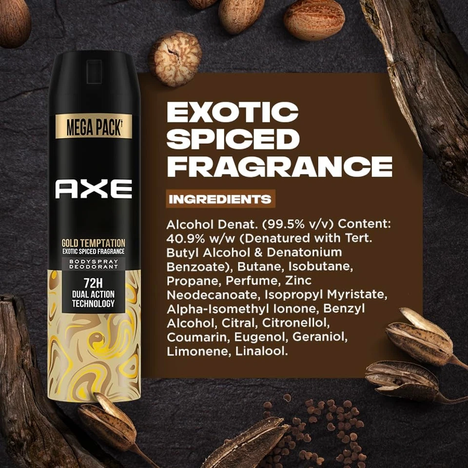 Axe Gold Temptation Long Lasting Deodorant Bodyspray for Men 215 ml - image 3 of 4