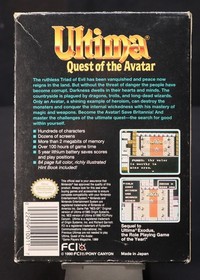 Ultima Quest Of The Avatar Nintendo NES 1990 With Box, Manual Tested